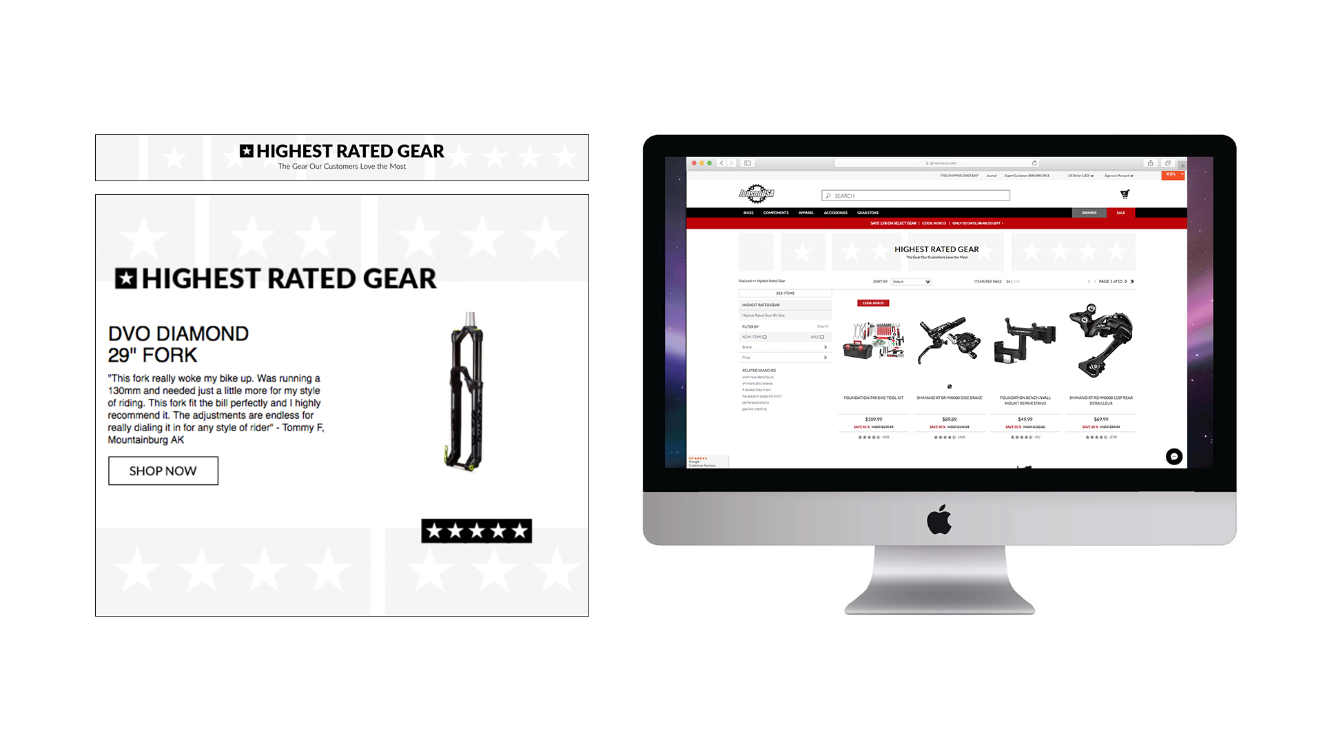 highest rated gear campaign and website feature branidng